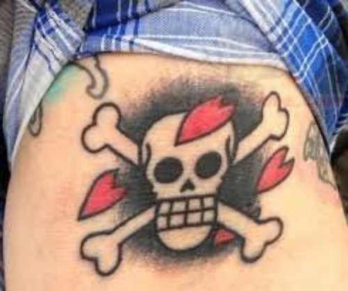 Tiny Red Hearts Jolly Roger Tattoo